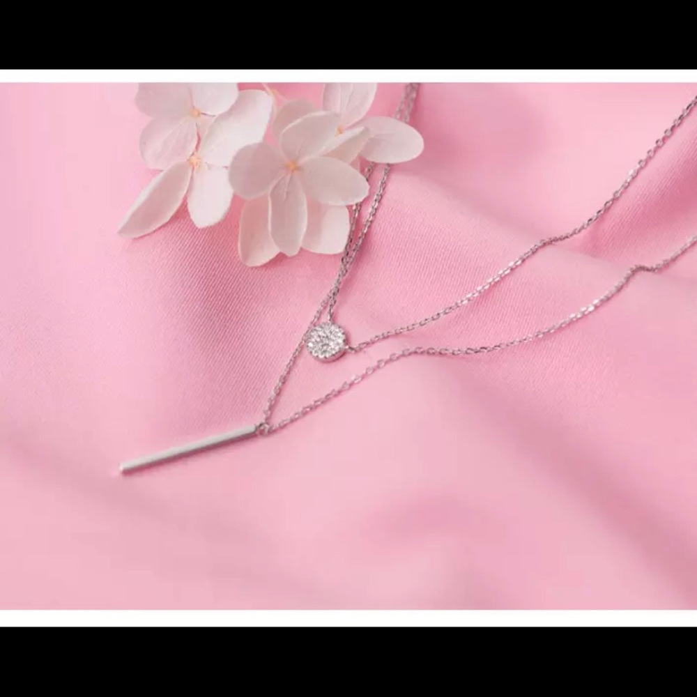 New 925 Sterling Silver Double Layer Necklace - Picture 7 of 7